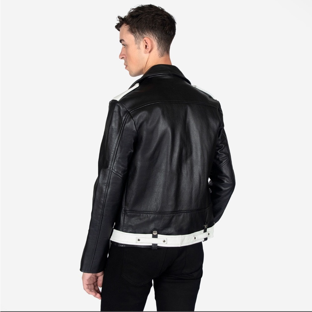 Straight to Hell  Black and White Leather Jacket - Picture 7 of 9